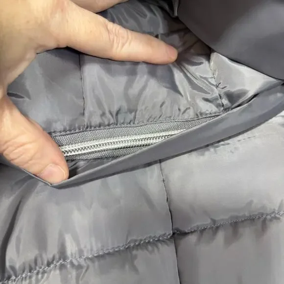 Ellos Silver Quilted Puffer Jacket Winter Coat - Size 18/20 - Women's Plus Size